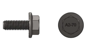 A2-70 stainless steel hex flange blot side and front profile image